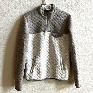 Marine Layer Men S Corbet Grey Cream Colorblock Pullover Fleece Quilted Jacket